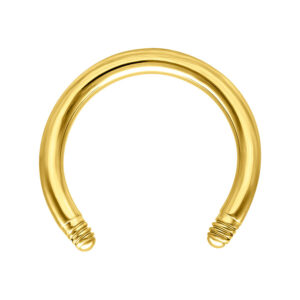 Barbell circulaire en titane doré avec une épaisseur de 1,6 mm et un diamètre intérieur de 8,0 mm sur fond blanc