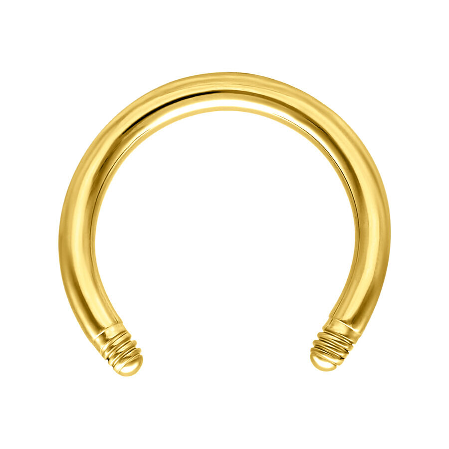 Barbell circulaire en titane doré 1,6 mm Barbell circulaire en titane doré avec une épaisseur de 1,6 mm et un diamètre intérieur de 8,0 mm sur fond blanc