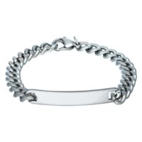 Bracelet gravable en acier chirurgical Bracelet gravable en acier chirurgical argenté sur fond blanc