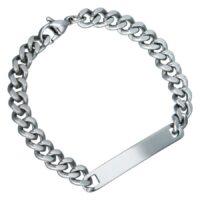 Bracelet gravable en acier chirurgical Bracelet argenté gravable en acier chirurgical sur fond blanc
