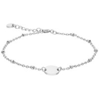 Bracelet argenté avec perles, personnalisable Bracelet personnalisable en acier chirurgical 316L argenté sur fond blanc