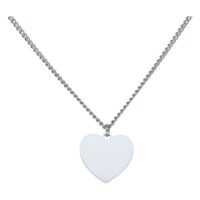 Collier cœur en acier argenté gravable Collier argenté avec pendentif cœur gravable, fond neutre