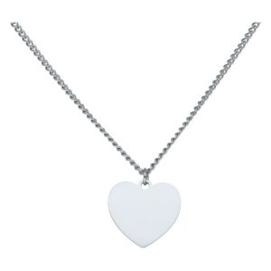 Collier argenté avec pendentif cœur gravable, fond neutre