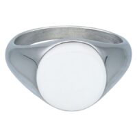 Anneau de Base Argenté Gravable 316L Anneau argenté en acier chirurgical 316L sur fond blanc