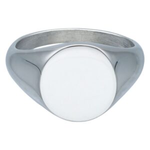 Anneau argenté en acier chirurgical 316L sur fond blanc