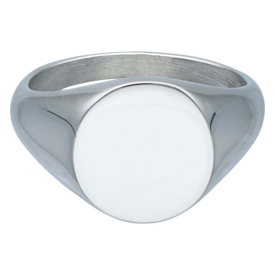 Anneau de Base Argenté Gravable 316L Anneau argenté en acier chirurgical 316L sur fond blanc