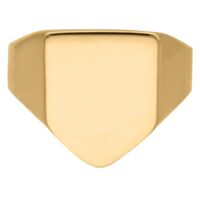 Anneau de base doré gravable en acier chirurgical Anneau doré gravable en acier chirurgical sur fond blanc