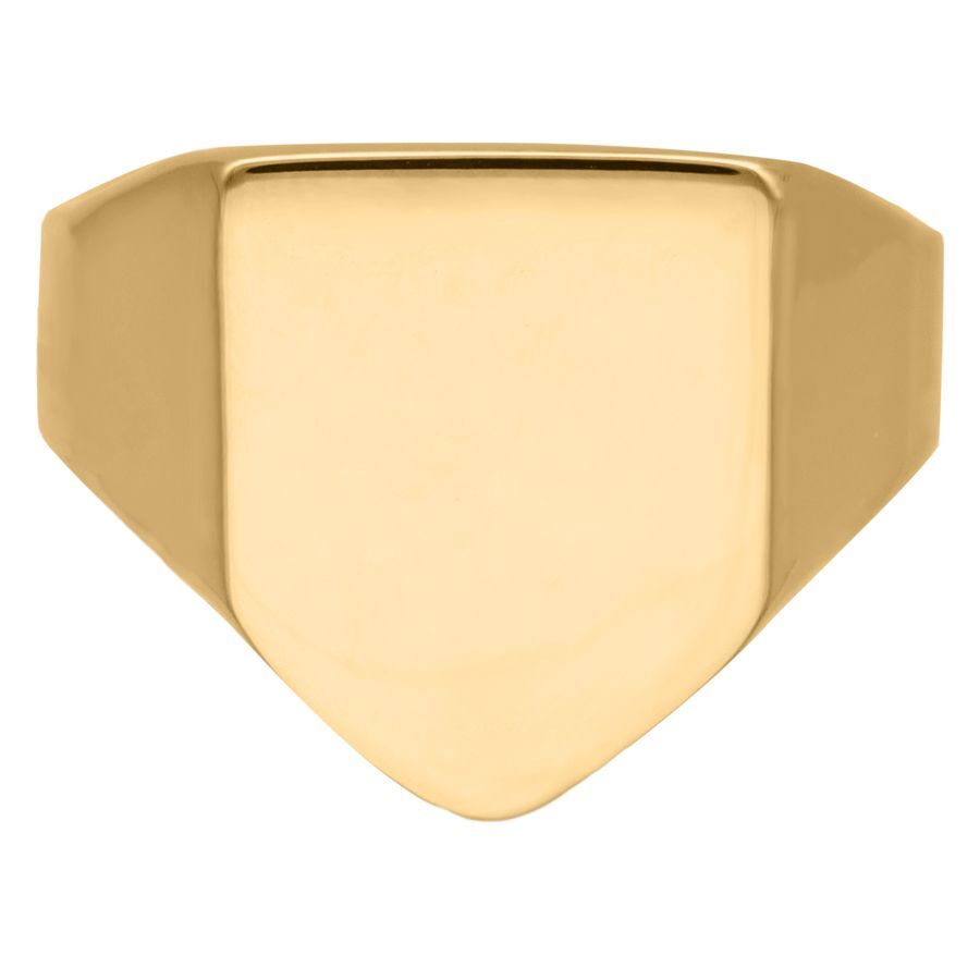 Anneau de base doré gravable en acier chirurgical Anneau doré gravable en acier chirurgical sur fond blanc