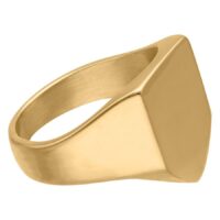 Bague basique en acier chirurgical doré gravable Bague dorée en acier chirurgical 316L avec surface gravable, vue latérale