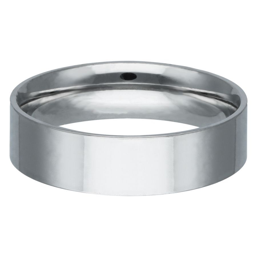 Bague gravable en acier chirurgical, 6mm Bague basique en argent gravable en acier chirurgical brillant sur fond blanc