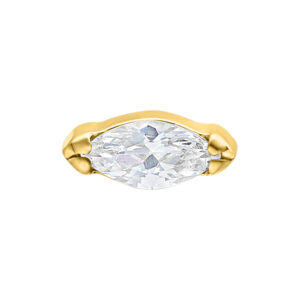 Embout doré avec cristal marquise clair pour piercings, 0,8 mm