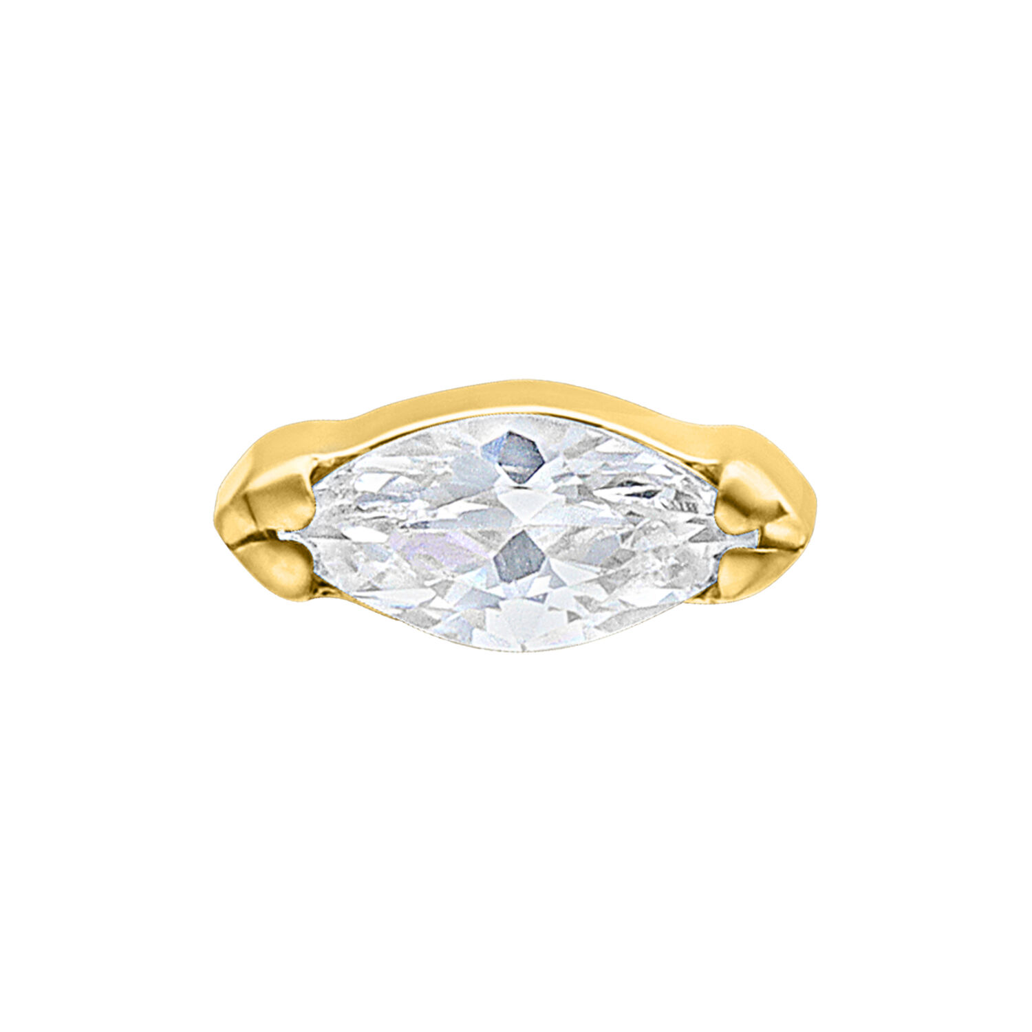 Embout en titane doré avec cristal clair, 0,8 mm Embout doré avec cristal marquise clair pour piercings, 0,8 mm
