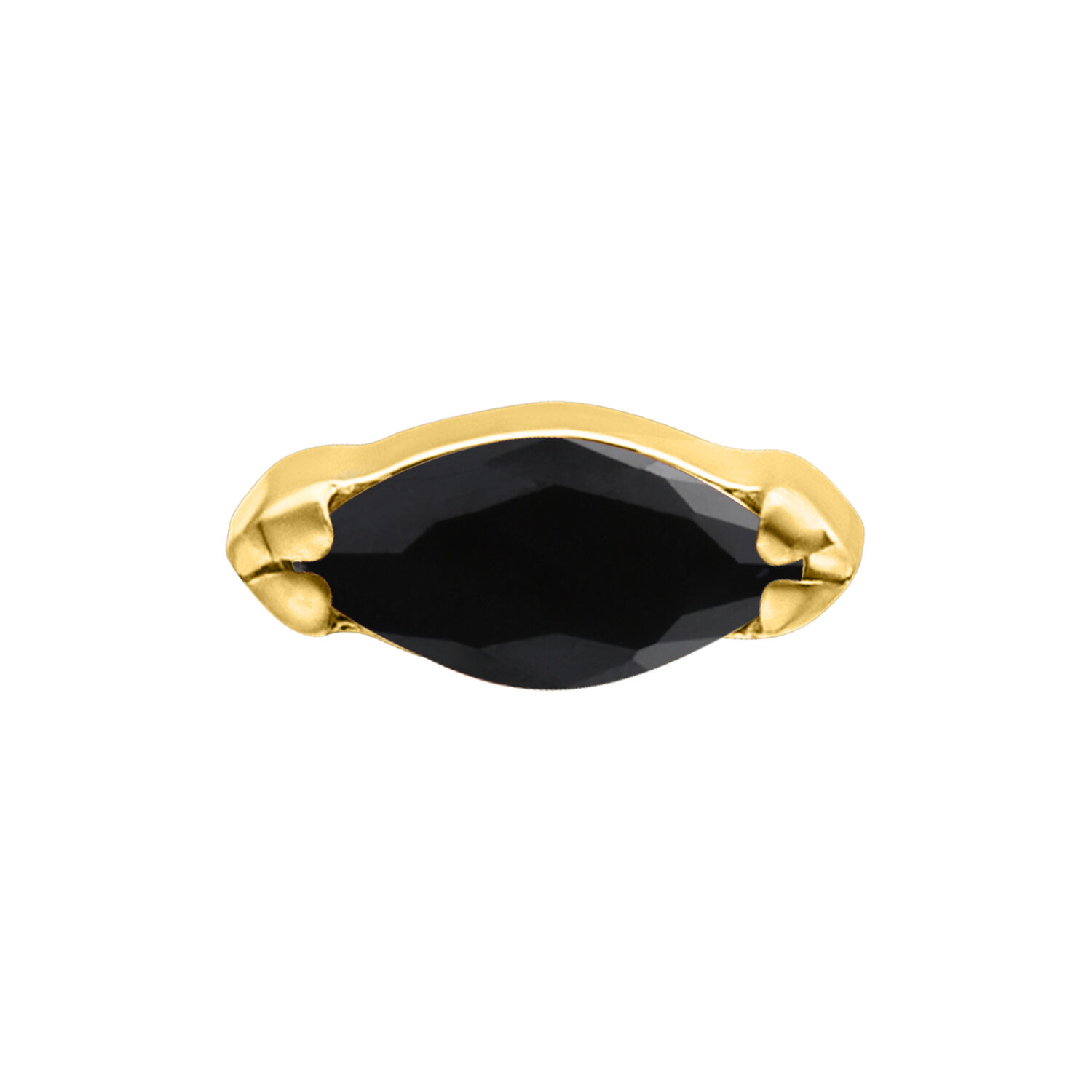 Embout doré avec cristal noir diamant, 0,8 mm Embout en titane doré avec cristal noir diamant ovale sur fond blanc