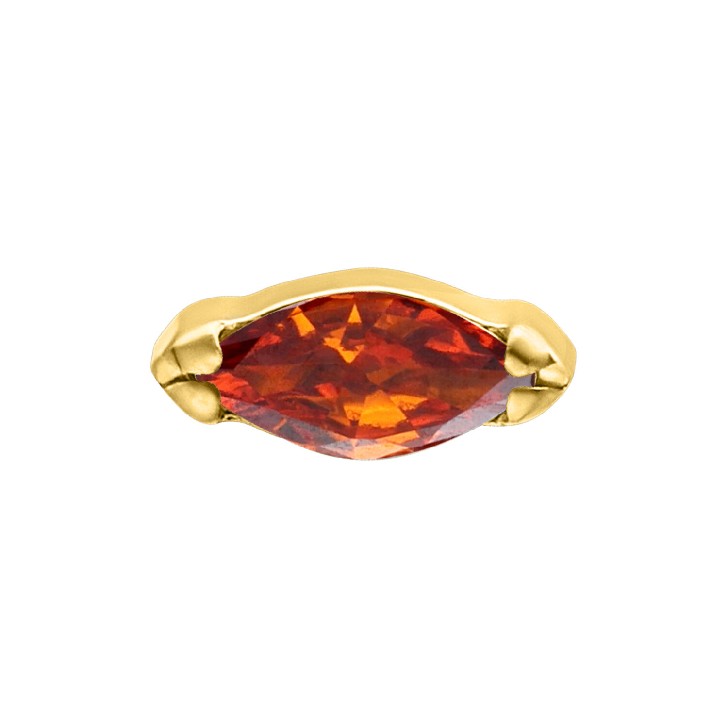 Embout de piercing marquise rouge foncé 0,8 mm Embout de piercing doré avec cristal marquise rouge foncé sur fond blanc
