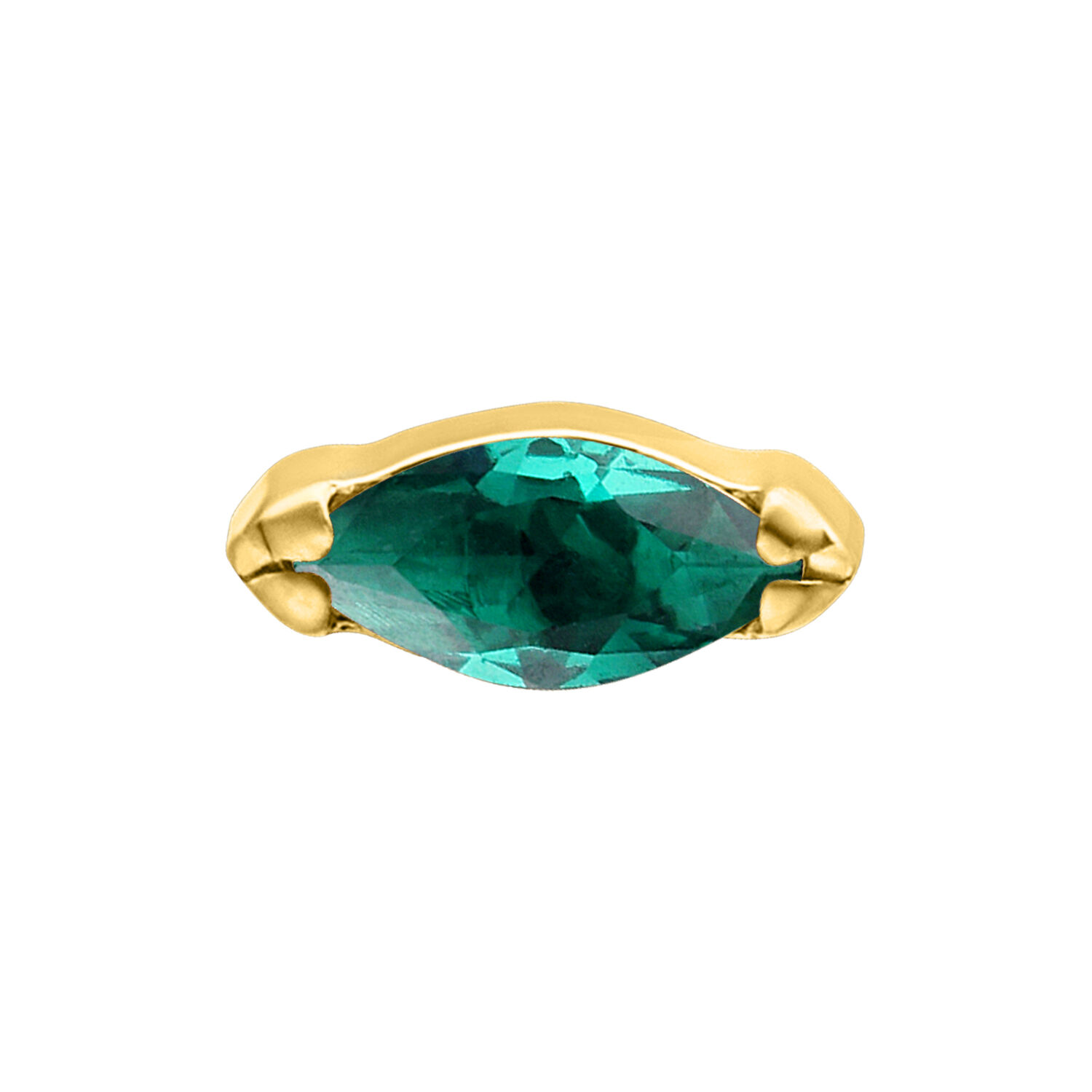 Embout Marquise Vert Émeraude 0,8 mm Embout doré avec cristal vert émeraude sur fond blanc