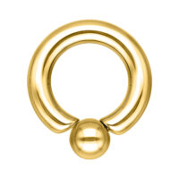 Anneau à Bille Vissée Doré, 10mm Épaisseur Anneau piercing en titane doré avec bille, 10mm épaisseur, sur fond blanc