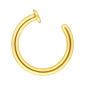Anneau de nez ouvert en or en acier chirurgical 316L sur fond blanc