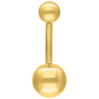 Piercing de nombril en titane doré Bananabell en titane doré avec filetage externe sur fond blanc