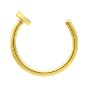 Anneau de nez doré en titane avec design ouvert sur fond blanc