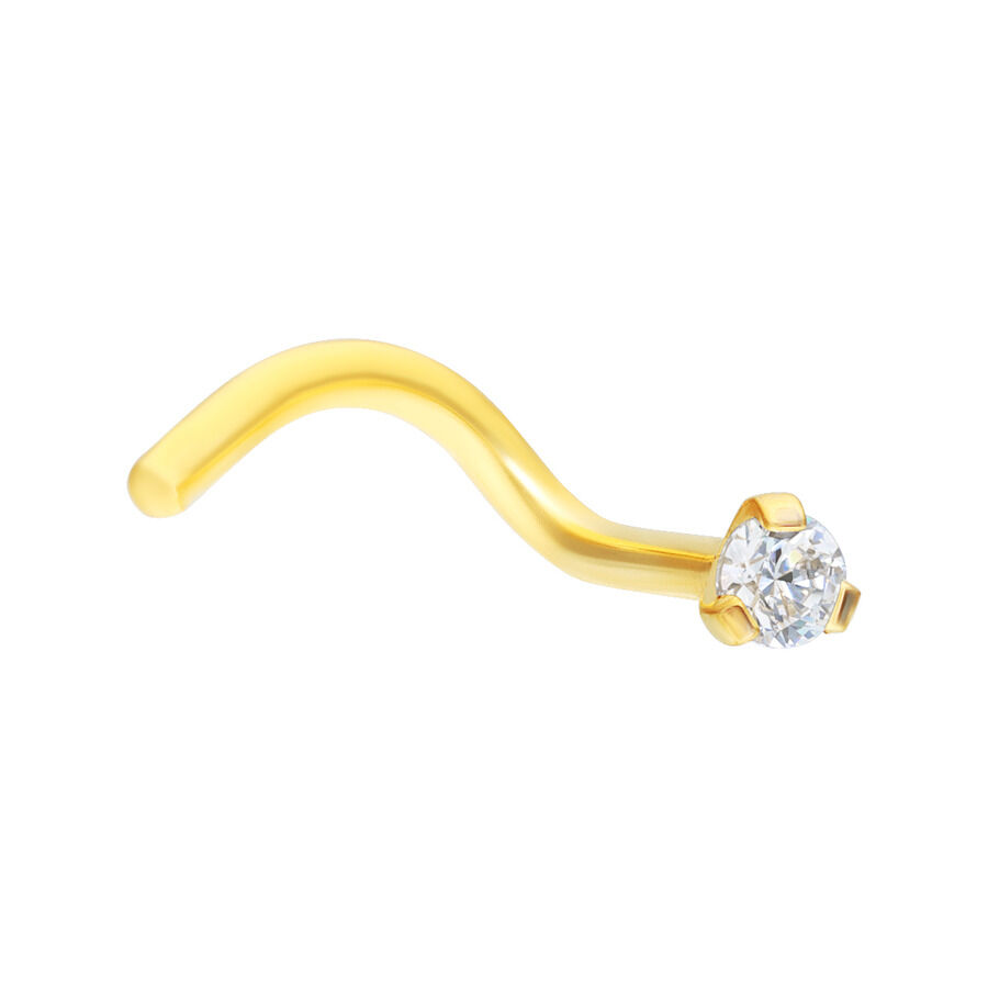Clou de nez doré avec cristal Clou de nez doré en titane avec cristal clair sur fond blanc