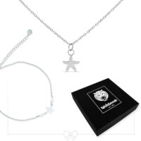 Ensemble de bijoux étoile de mer en argent Ensemble collier et bracelet de cheville étoile de mer en argent avec boîte Wildcat noire