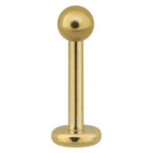 Labret en acier inoxydable doré avec boule sur fond blanc