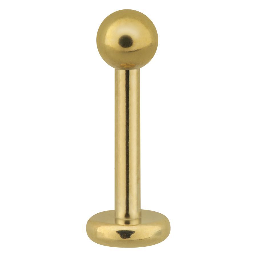 Labret en acier inoxydable doré avec boule Labret en acier inoxydable doré avec boule sur fond blanc