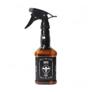 Bouteille vaporisateur marron avec tête de pulvérisation noire sur fond blanc