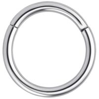 Anneau segment en argent en acier chirurgical Anneau segment en argent en acier chirurgical sur fond blanc