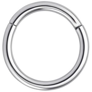 Anneau segment en argent en acier chirurgical sur fond blanc