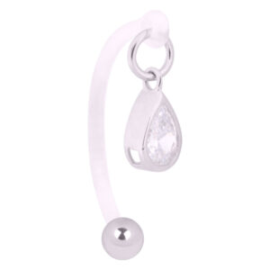 Banane intime argentée avec pendentif en cristal clair sur fond blanc