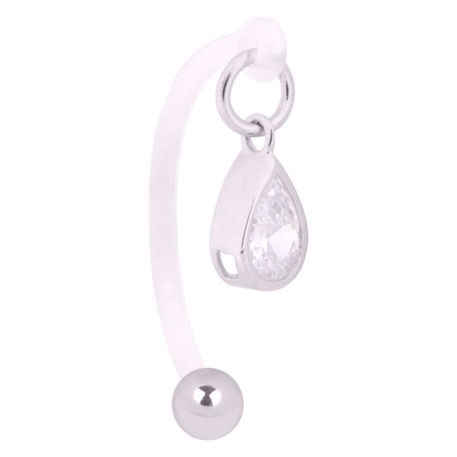 Banane intime argentée avec pendentif en cristal Banane intime argentée avec pendentif en cristal clair sur fond blanc