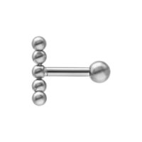 Barbell en titane pour l'oreille en argent avec boule Barbell en titane argenté pour l'oreille avec boule sur fond blanc