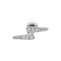 Barbell en argent avec cristaux - Piercing d'oreille Piercing d'oreille en argent avec cristaux clairs sur fond blanc