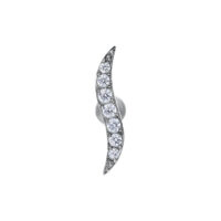Barbell d'oreille Crystal Wave en titane argenté Barbell d'oreille en titane argenté avec cristaux sur fond blanc