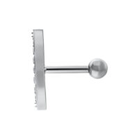 Barbell d'oreille Crystal Wave en argent Barbell d'oreille en argent avec cristaux sur fond blanc