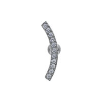 Crystal Bow oreille barbell en titane noir Barbell d'oreille en titane noir avec cristaux sur fond blanc