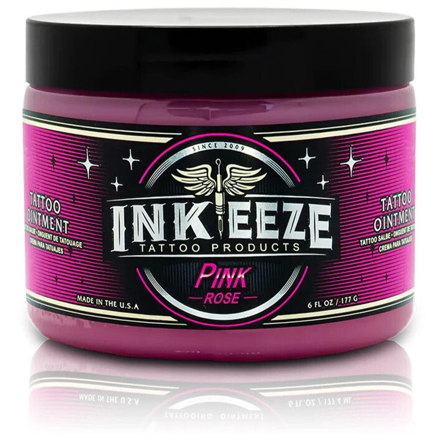 Crème pour tatouage Pink Glide de Ink Eeze Crème rose pour tatouage de Ink Eeze, 180 ml, sur fond blanc