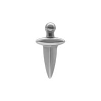 Embout de piercing argenté en forme de poignard sur fond blanc