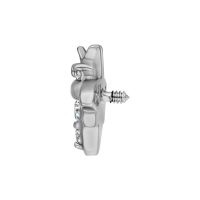Embout abeille argenté en acier chirurgical avec cristaux, diamètre de filetage 0,8 mm