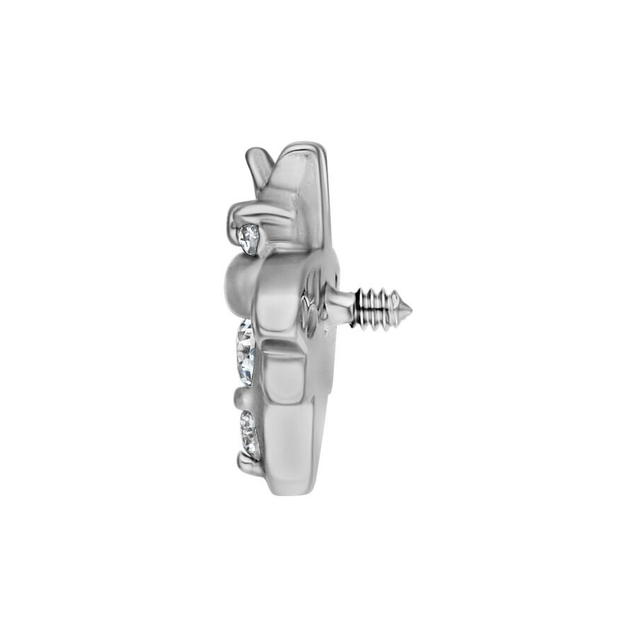 Embout abeille argenté en acier chirurgical avec cristaux, diamètre de filetage 0,8 mm