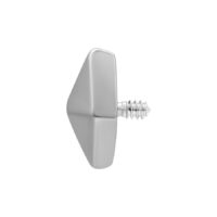 Embout pyramidal argenté avec filetage externe sur fond blanc