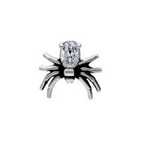 Embout Spider argenté avec cristal 0,8 mm Embout Spider argenté en acier chirurgical avec cristal clair, filetage 0,8 mm