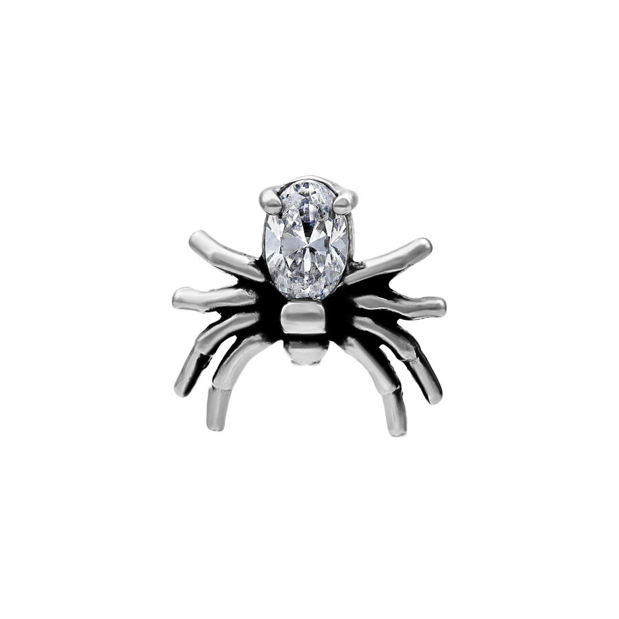 Embout Spider argenté avec cristal 0,8 mm Embout Spider argenté en acier chirurgical avec cristal clair, filetage 0,8 mm