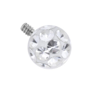 Embout de piercing blanc avec pierres cristallines, boule de 3,0 mm, filetage de 0,8 mm