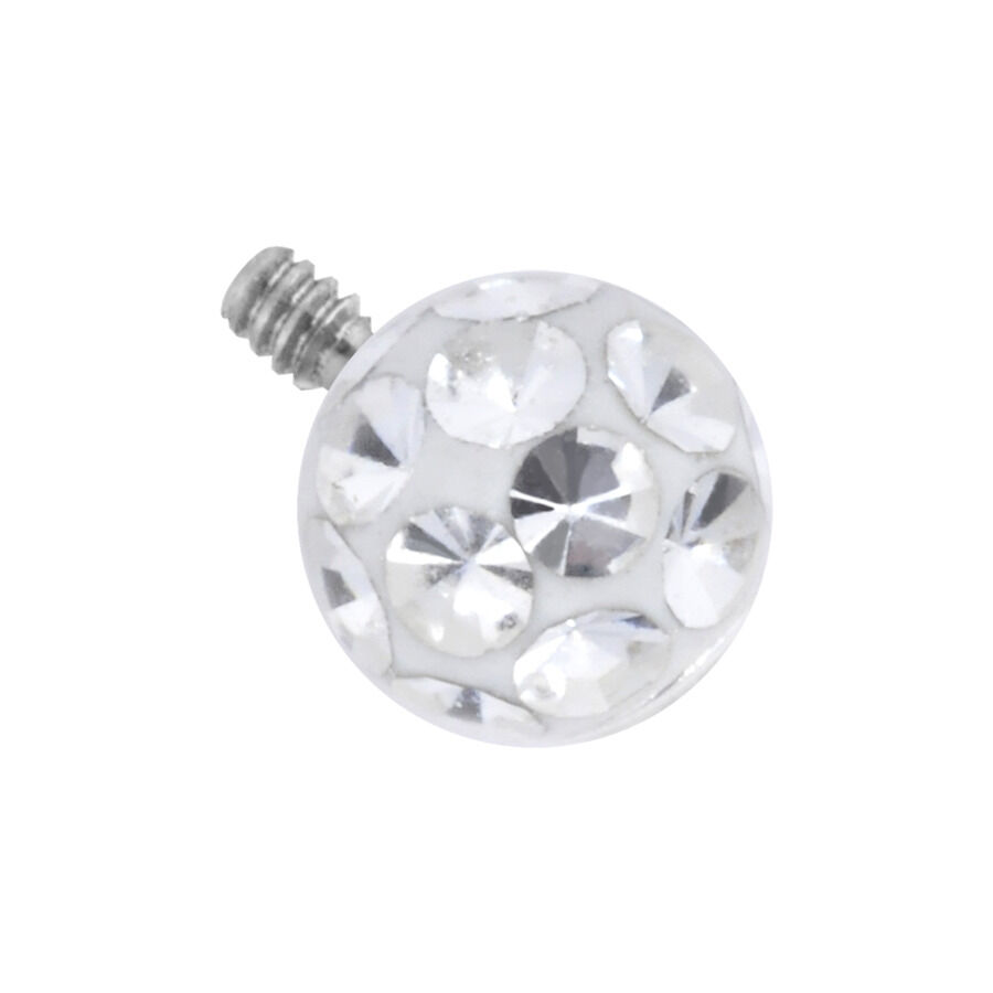 Embout de piercing blanc avec pierres cristallines, boule de 3,0 mm, filetage de 0,8 mm
