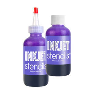 Deux flacons violets Inkjet Stencils, 120 ml, sur fond blanc