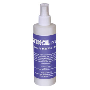 Spray Stencil Prep 250ml blanc avec étiquette bleue sur fond blanc