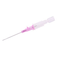 Aiguille de piercing médicale 20G 1,1mm Aiguille de piercing médicale 20G, manche rose, sur fond blanc