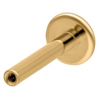 Labret en titane doré 1,2mm x 5mm Labret en titane doré avec filetage interne sur fond blanc, 1,2 mm d'épaisseur, 5 mm de longueur